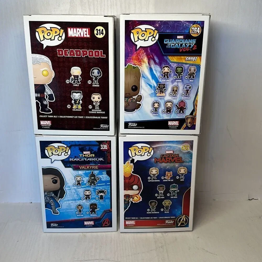 Funko Pop! Marvel 264 Groot #336 Valkyrie #314 Cable #433 Captain Marvel set of‎